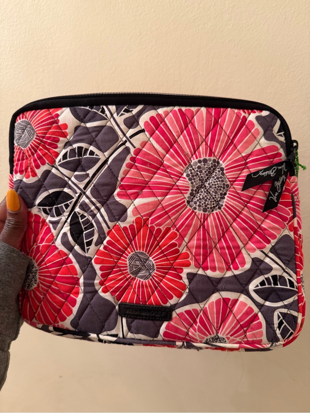 Vera Bradley Pink & Gray Floral Quilted Tablet Sleeve